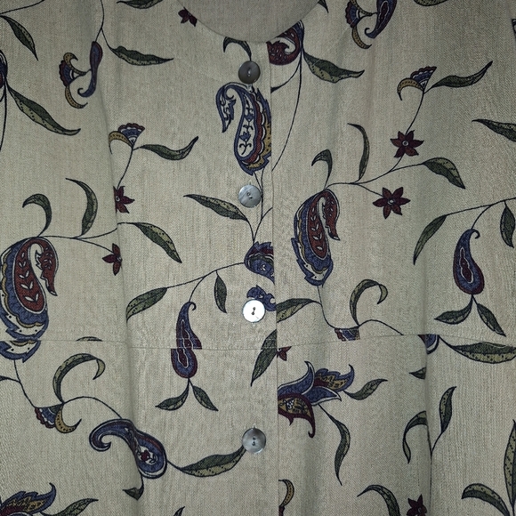 NWT David Brooks 2 Piece Linen Blend Paisley Leaf Print Cardigan & Top Size XL - Picture 4 of 14